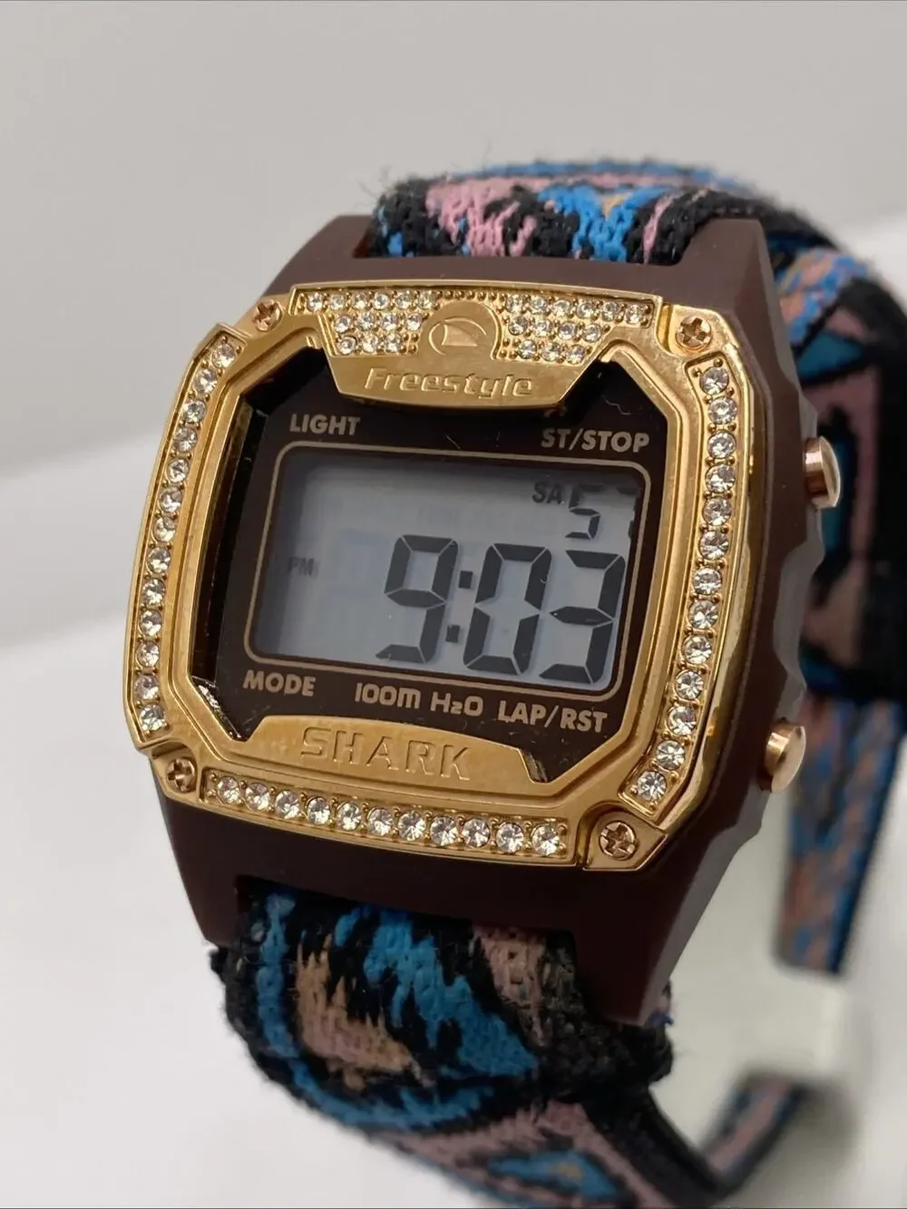 Freestyle Shark Rosegold Rhinestone Southwest Band Surfing Watch New Battery